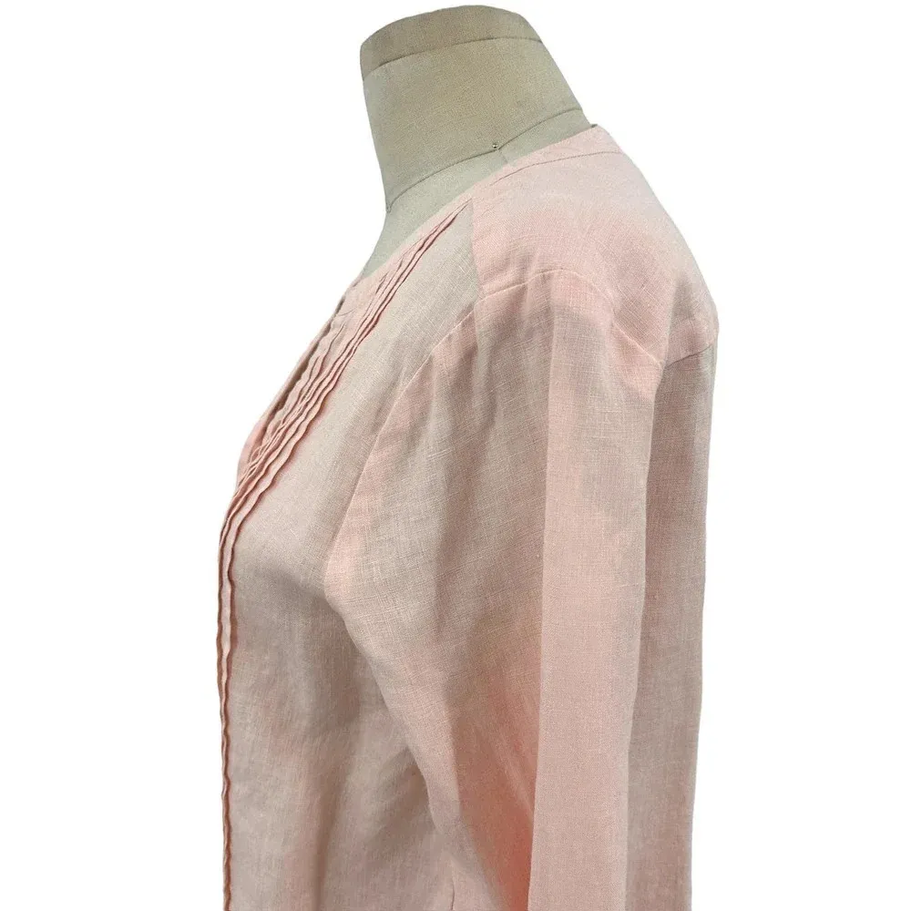 Sundance Warm Breeze Tunic‎ Pintuck Top Pink Linen Petite Size Small PS - Image 5