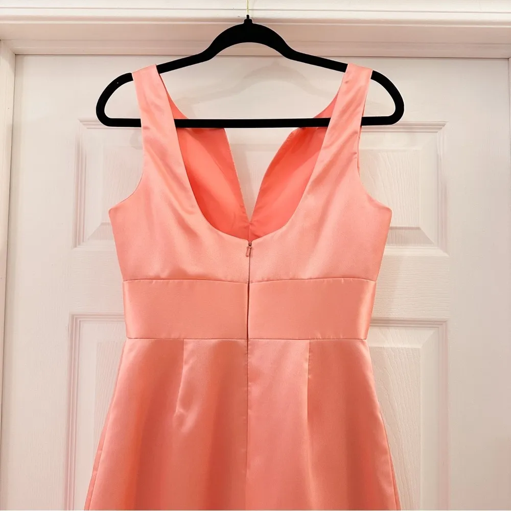 Alfred Sung Peach Pink Taffeta Full Length Formal Gown Coral sz 8 - Image 4