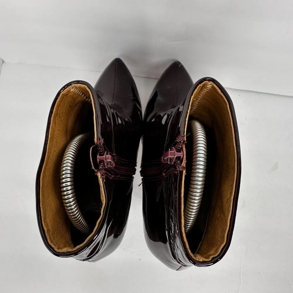 RARE Jeffrey Campbell Womens Icy Dark Wine Clear Booties Boots Wedges size 6.5 - Image 6