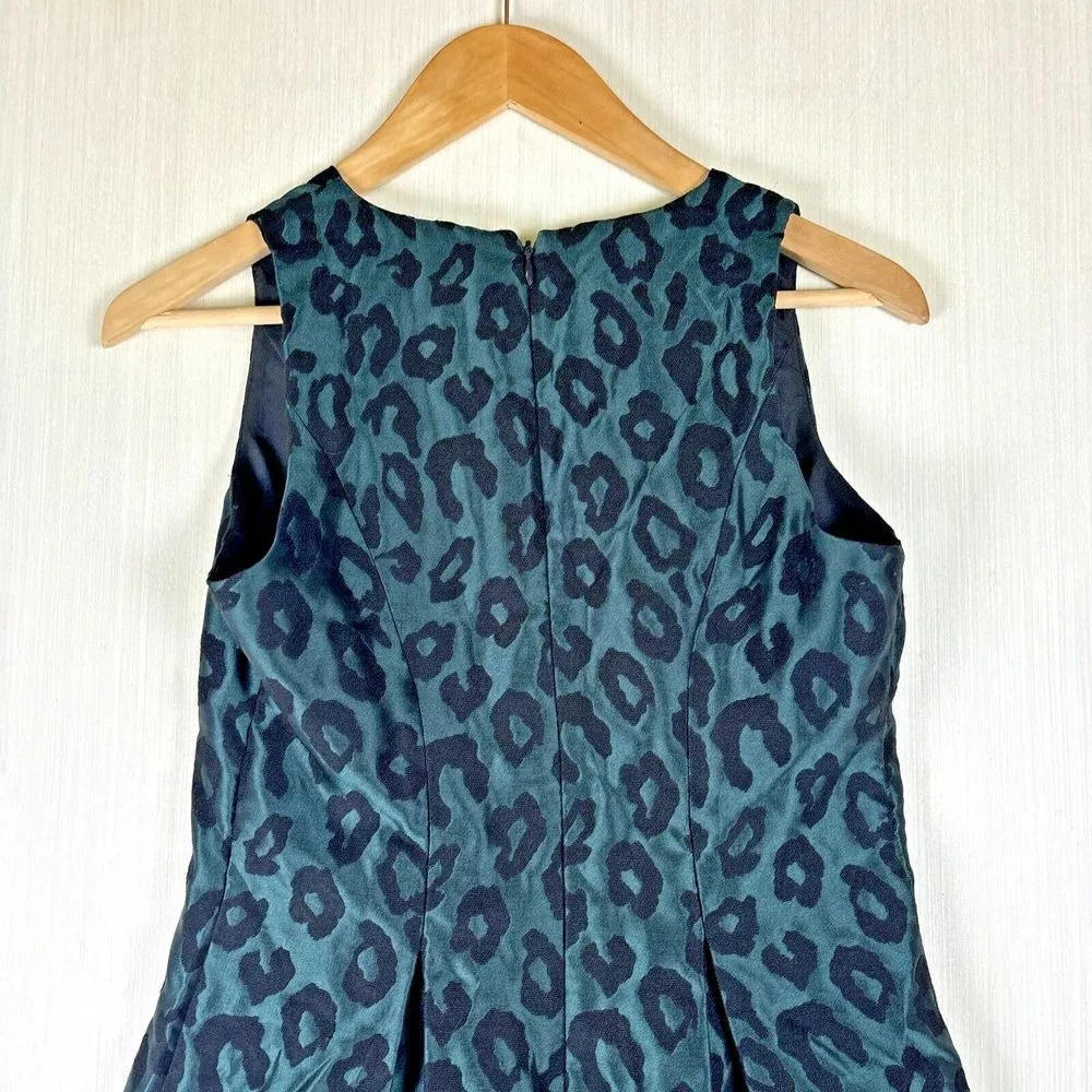 Ann Taylor Loft Women's Dress  Sz 2P Green Leopard Print Fit Flare Party Mini - Image 9