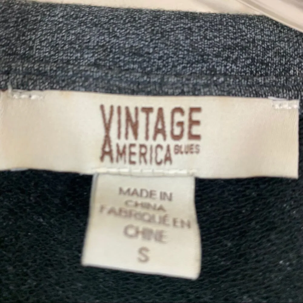 Vintage America Beaded Floral Ruffle Gray Sweatshirt Size S - Image 2