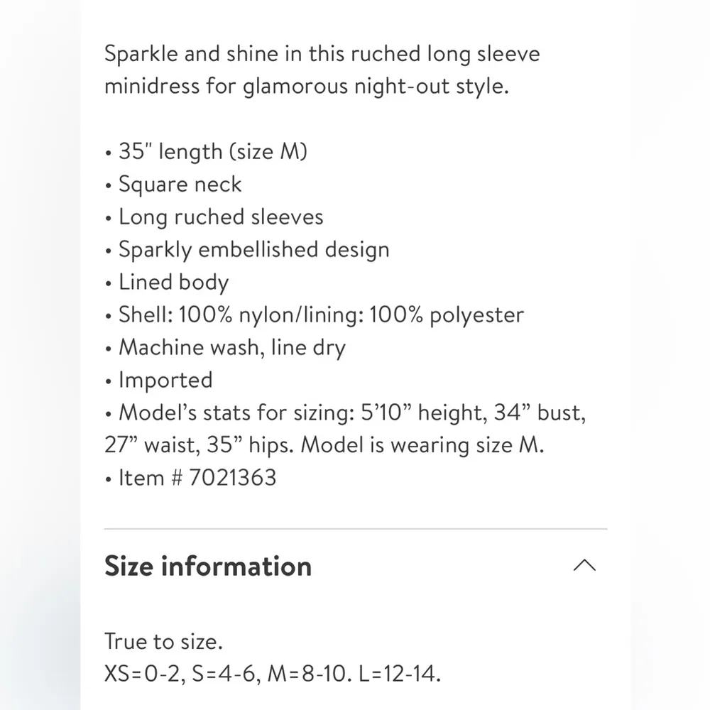 Area Stars Long Sleeve Mini Dress Size L - Image 4