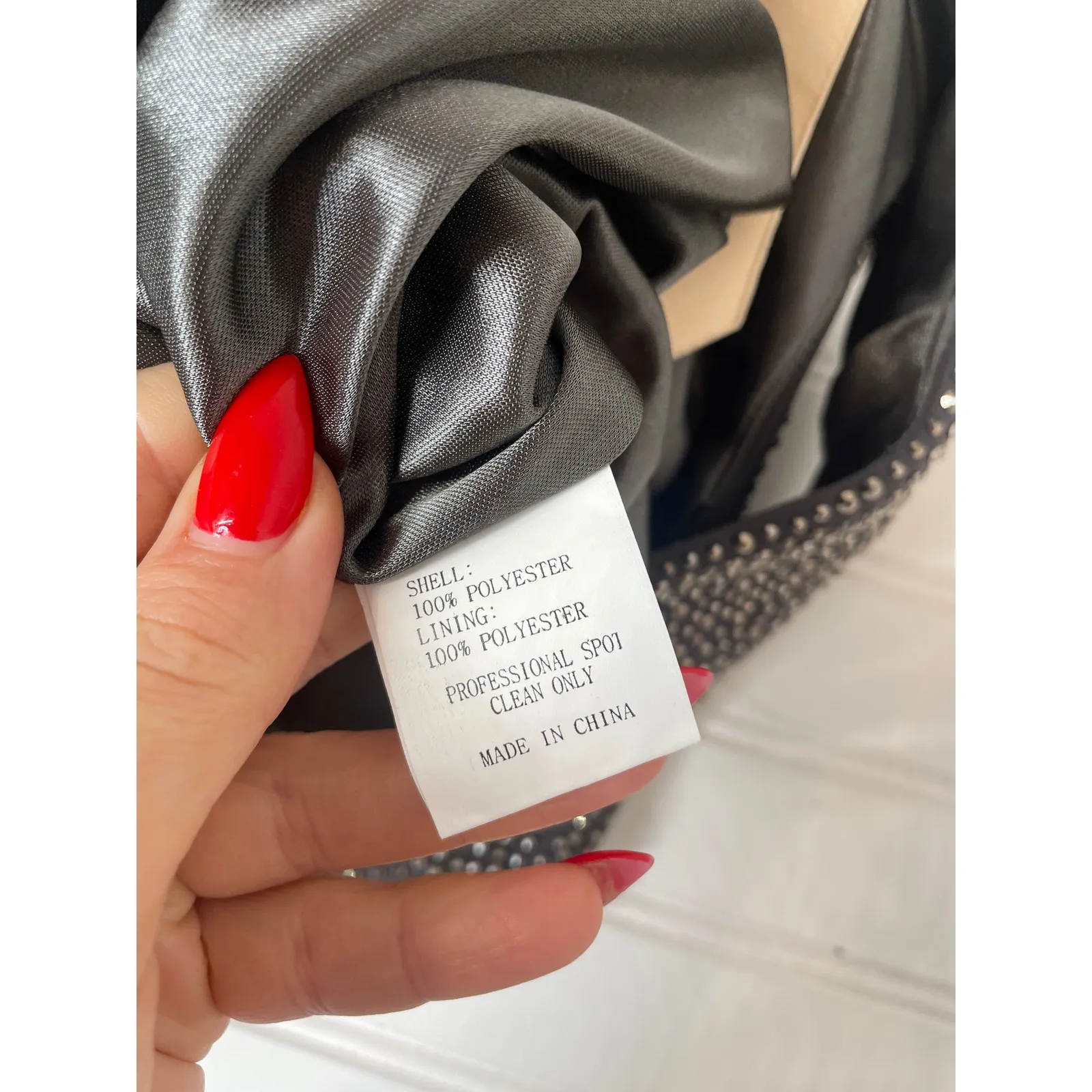 Montage by Mon Cheri M536 Charcoal Beaded Peplum Evening Gown Plus Size 16 Gray - Image 9