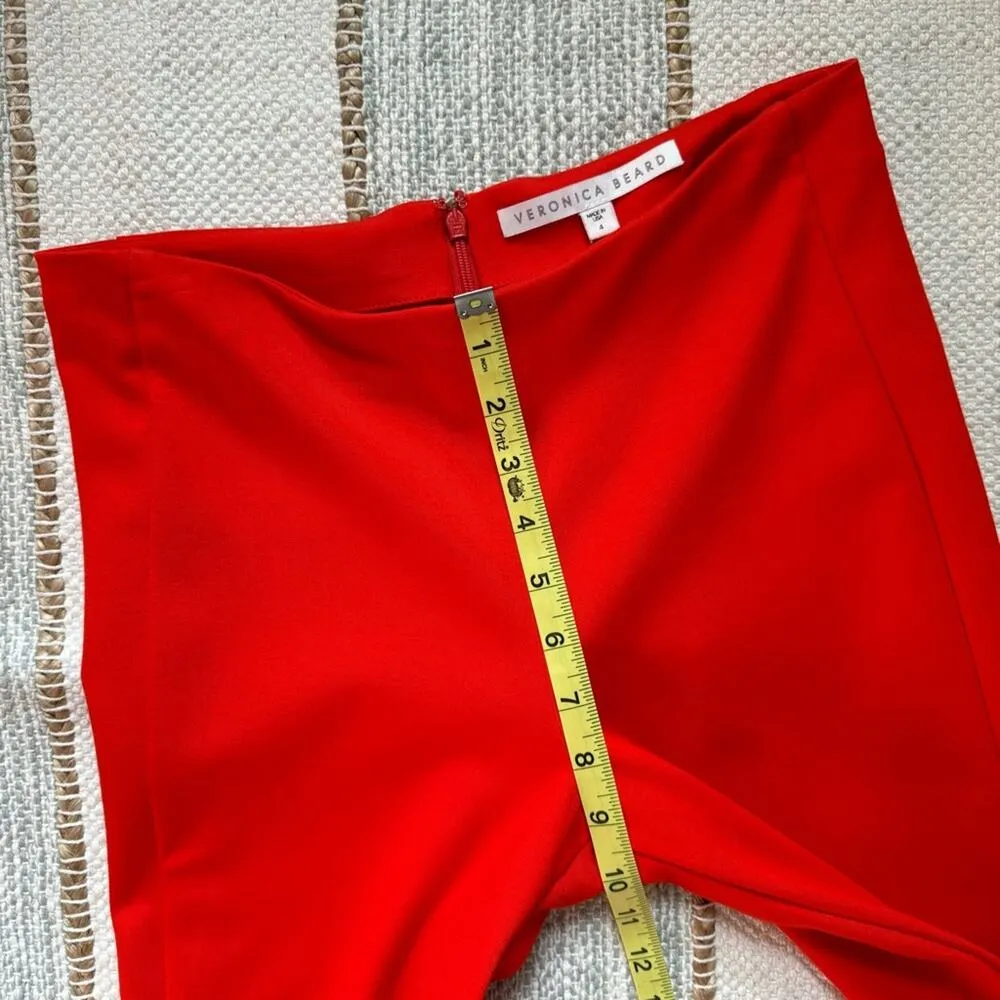Veronica Beard Bright Red High Rise Slim Leg Back Zip Stretchy Cropped Pants 4 - Image 7