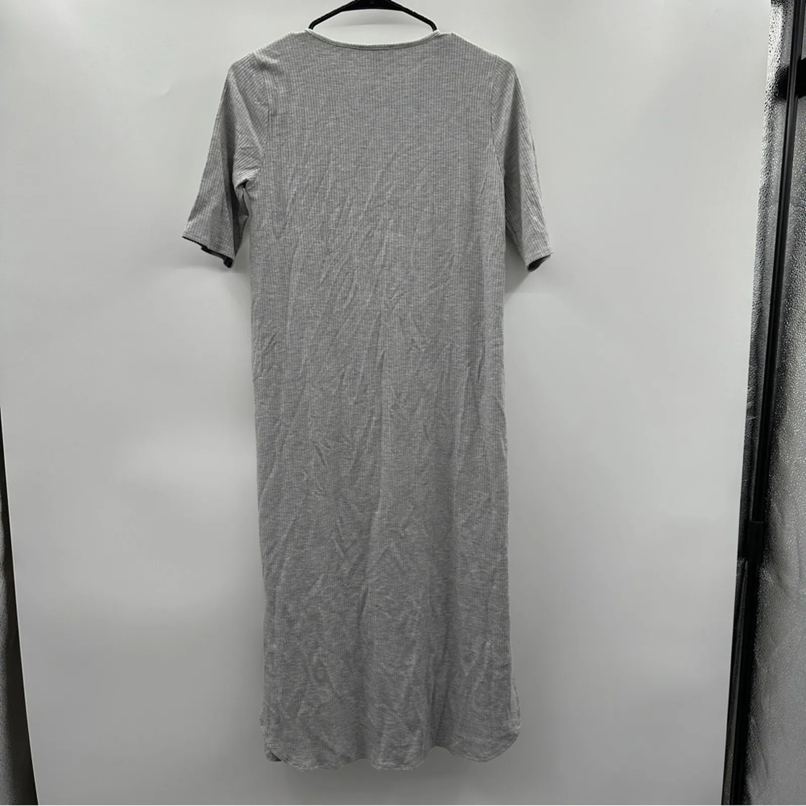 Eileen Fisher Dark Pearl Tencel Rib Crewneck Elbow Sleeve Midi Dress Size XS‎ - Image 6