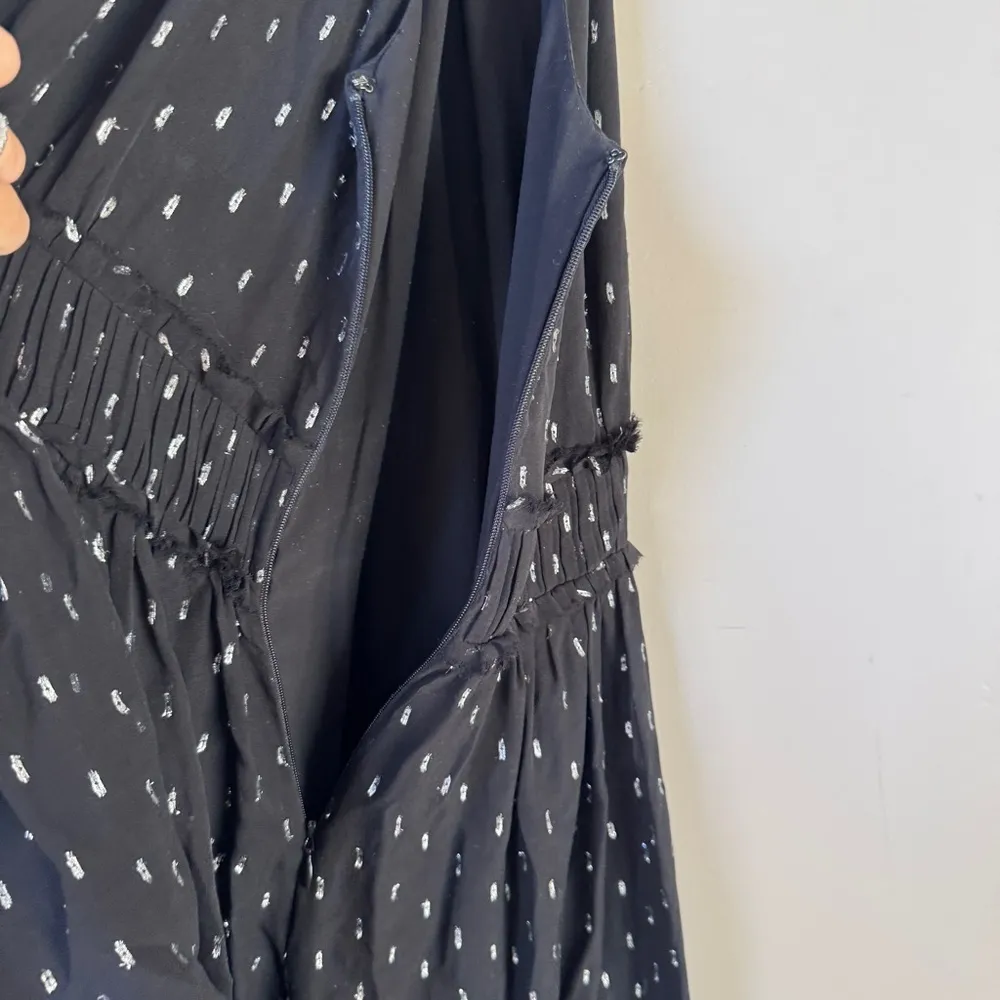 Joie Althia black Metallic silver Embroidered Silk chiffon halter Dress Medium - Image 10