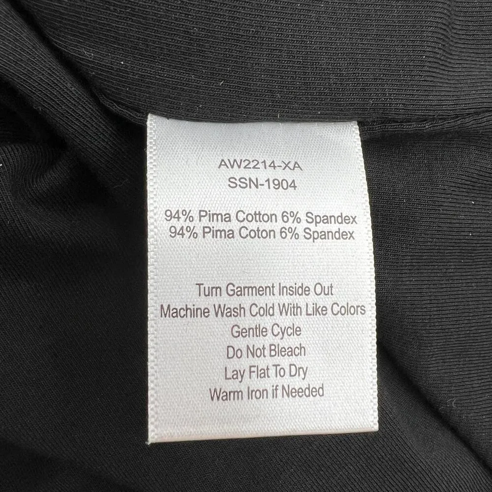 ATM Ruched Pima Cotton Tee Dress Black Stretch Jersey Bodycon Size M - Image 8