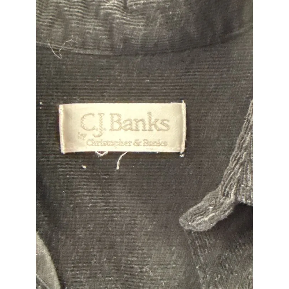 Women’s CJ Banks Black Ribbed Velvet Firework Patterned Button up Sz XL - Image 2