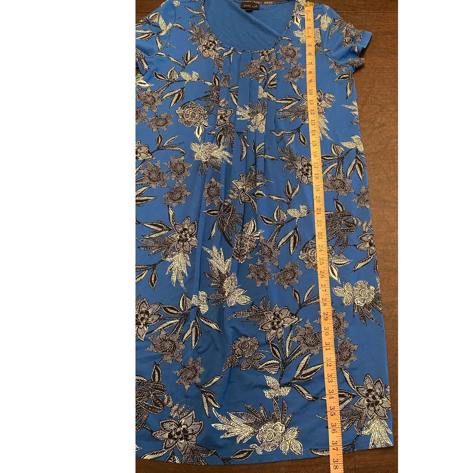 J. Jill Wearever Collection‎ Blue Floral Midi Dress Women’s Small Short Sleeve - Image 5