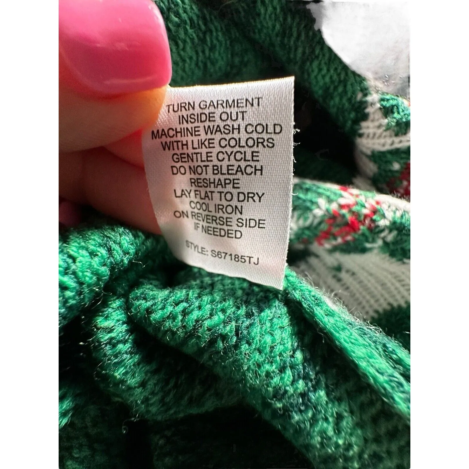 99 Jane Street XL Christmas Knit Green Sweater Cat‎ Appliqué Crew Neck #X9 - Image 12