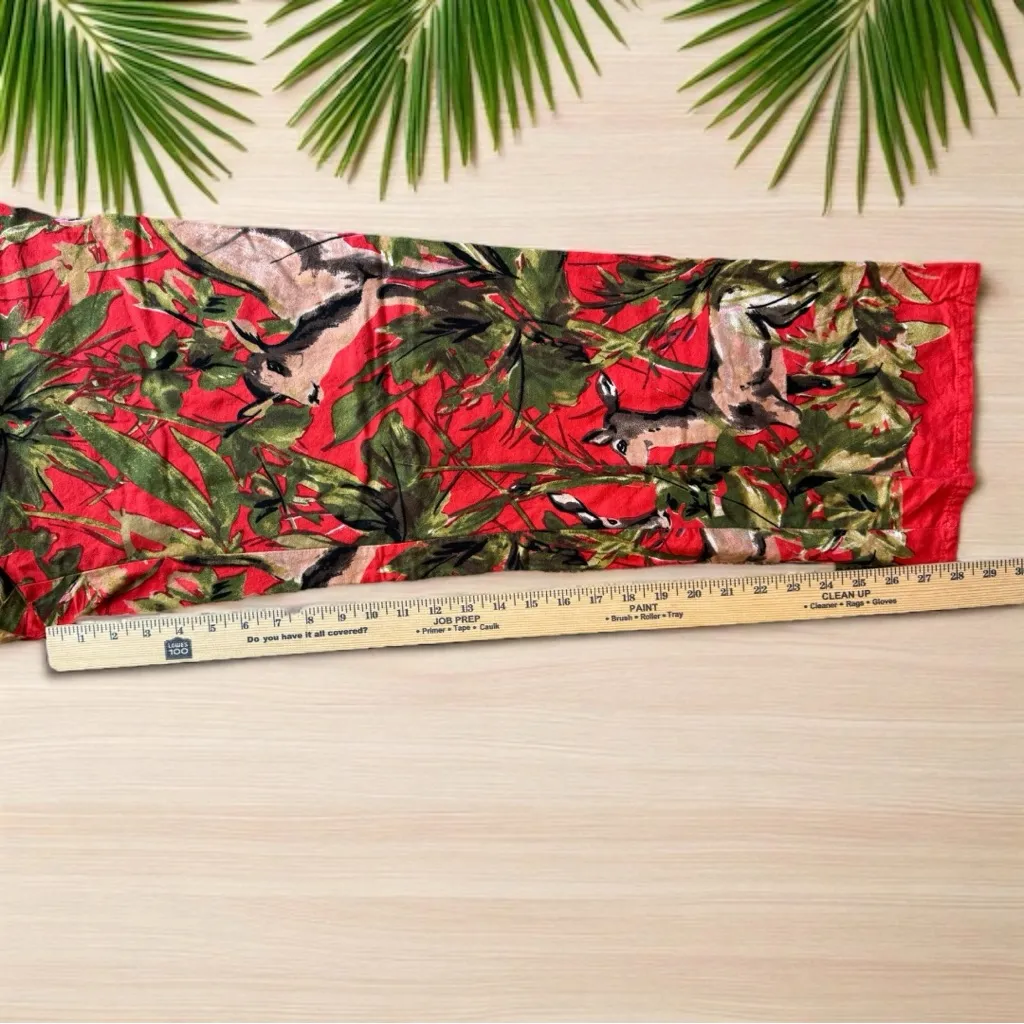 LILKA Anthropologie Doting Deer Red Green Jungle Lounge Pants - Image 10