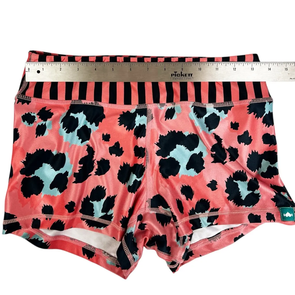 Wodbottom Orange Turquoise Leopard Print Shorts 3” CrossFit Workout Size Medium - Image 5