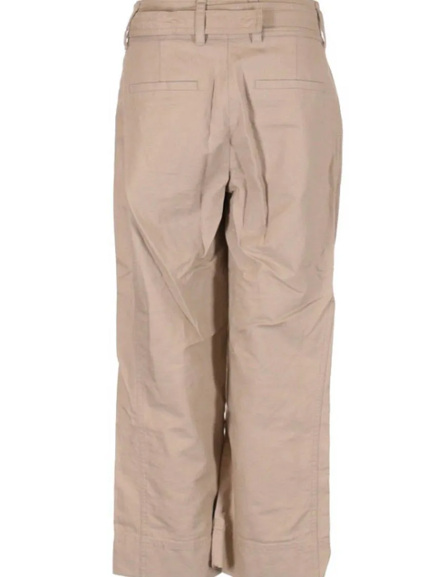 Babaton Beige Linen Blend Wide Leg Culotte Pants With Detachable Belt - Image 2