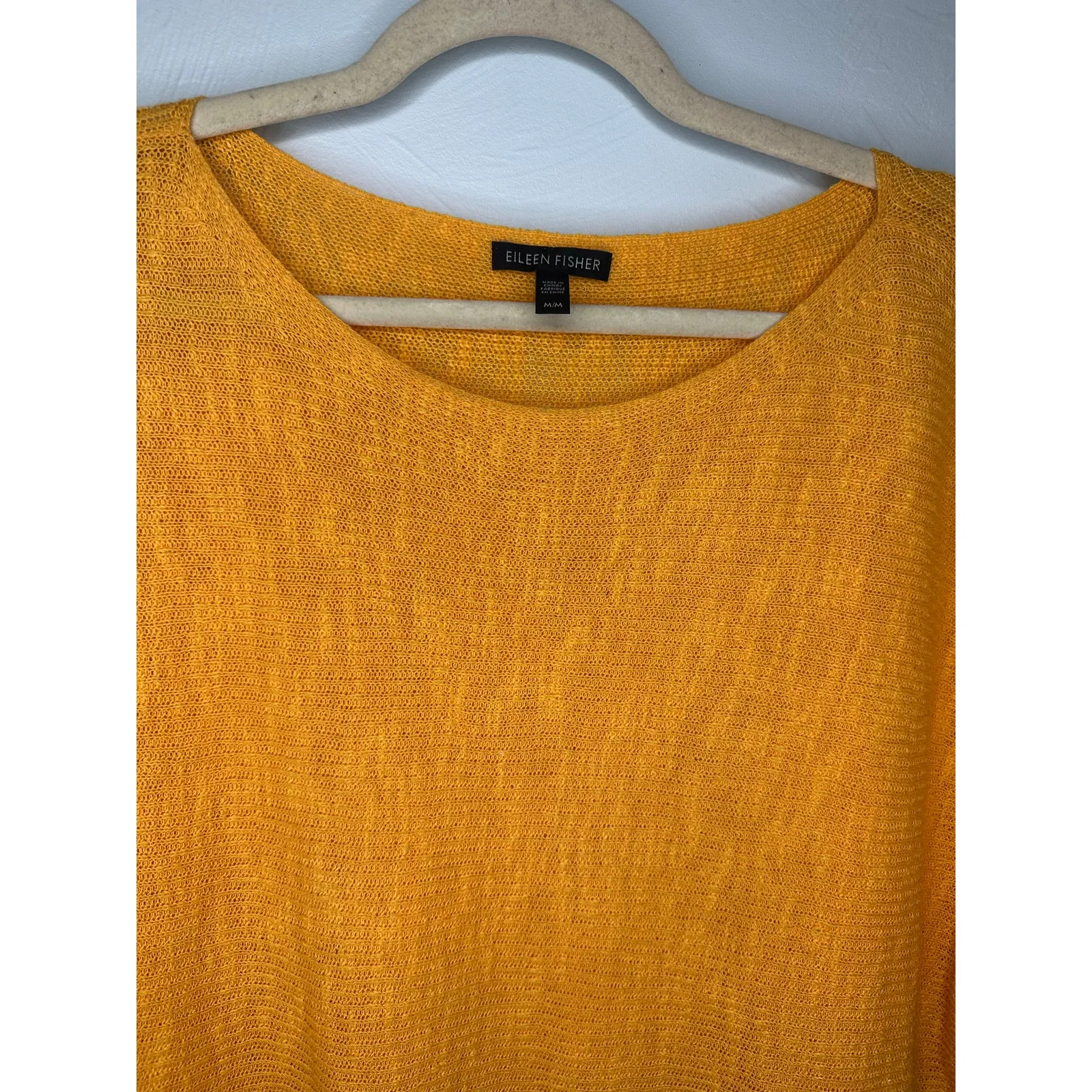 Eileen Fisher Organic Linen Cotton Blend Blouse Size Medium Marigold Orange Gold - Image 2