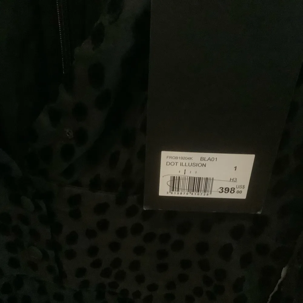 The kooples dot illusion dress black size XS long sleeve lace with front slit - Image 8