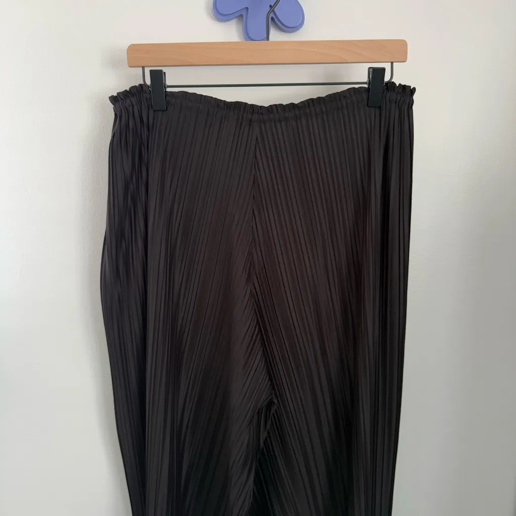Gigi C XS Taylor Pants Wide Leg High Waist Pleated Black Drawstring Beach Relax - Image 7