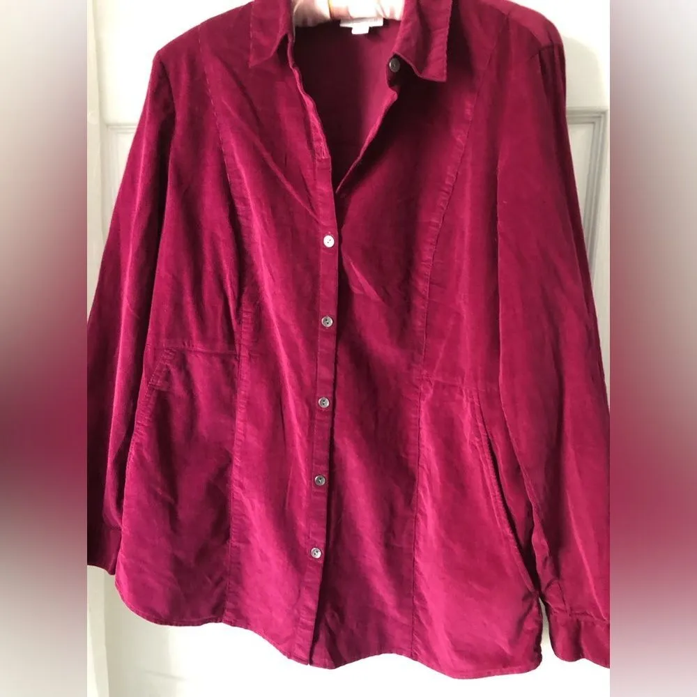 J. Jill Corduroy Shirt Jacket Cotton Button Up Casual oversized Womens size S - Image 4