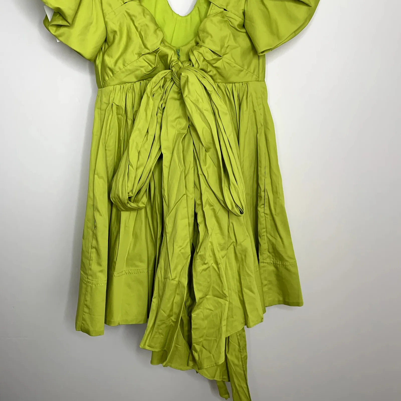 AJE Gretta Bow Back Mini Dress In Chartreuse Green Womens Size 8 New - Image 5