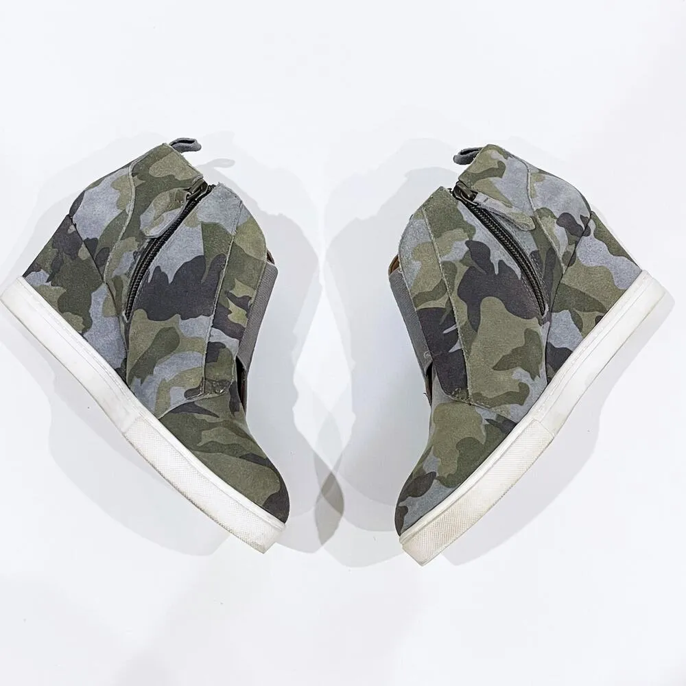 LINEA Paolo 7.5 Felicia Platform Wedge Sneaker Bootie Camo Zip Ankle Shootie - Image 6