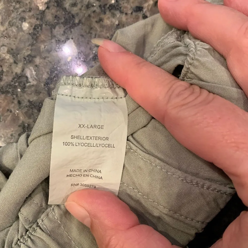 Thread & Supply Paperbag Waist Wide Leg Crop Pants Size XXL Olive Green - Image 4