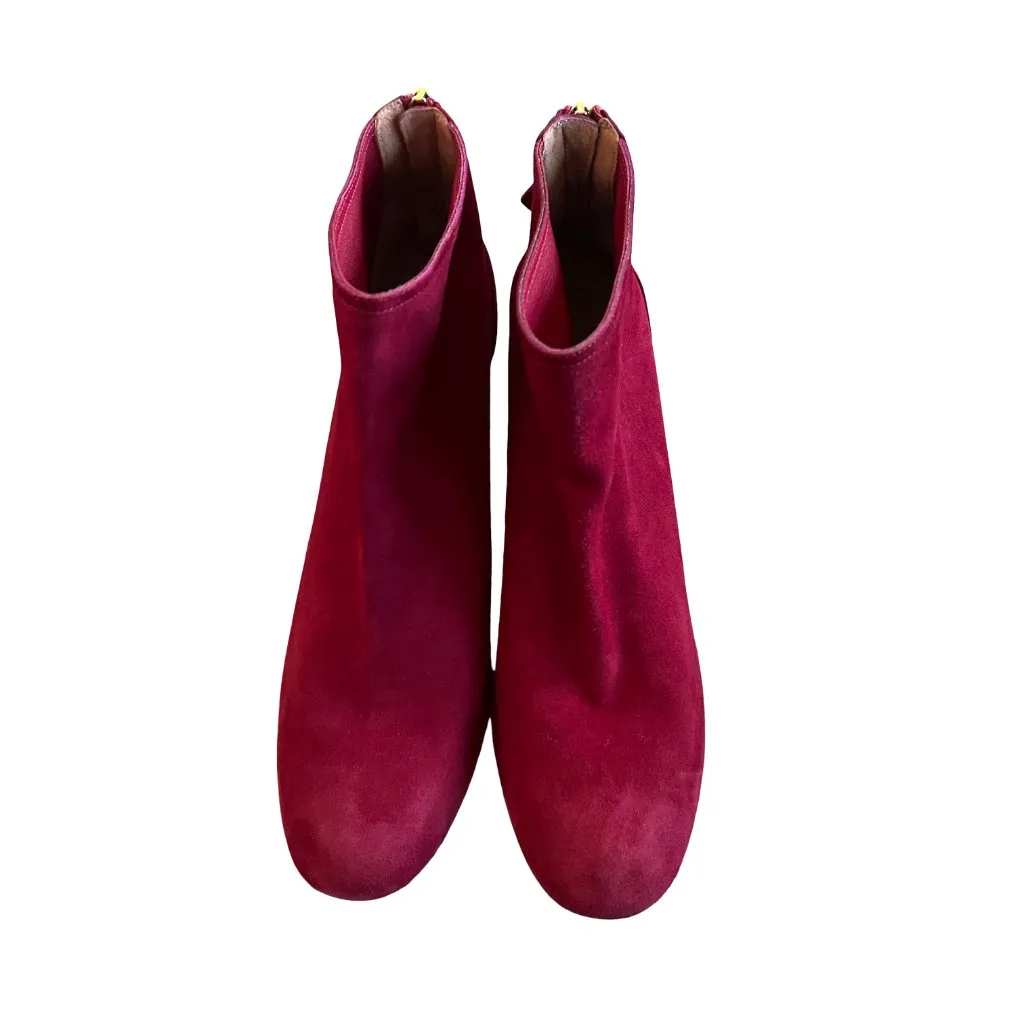 Aquazzura Downtown Booties 85 Spice Red Boots Suede High Heel Size 40 10 Women's - Image 10