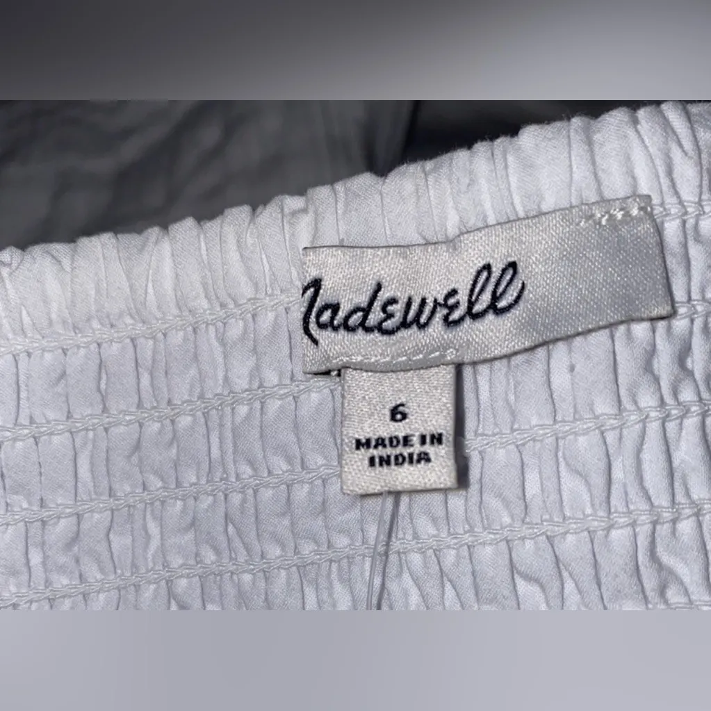 Madewell Wendy Pleated Cotton Poplin Crop Top Eyelet White Size 6 NEW - Image 13