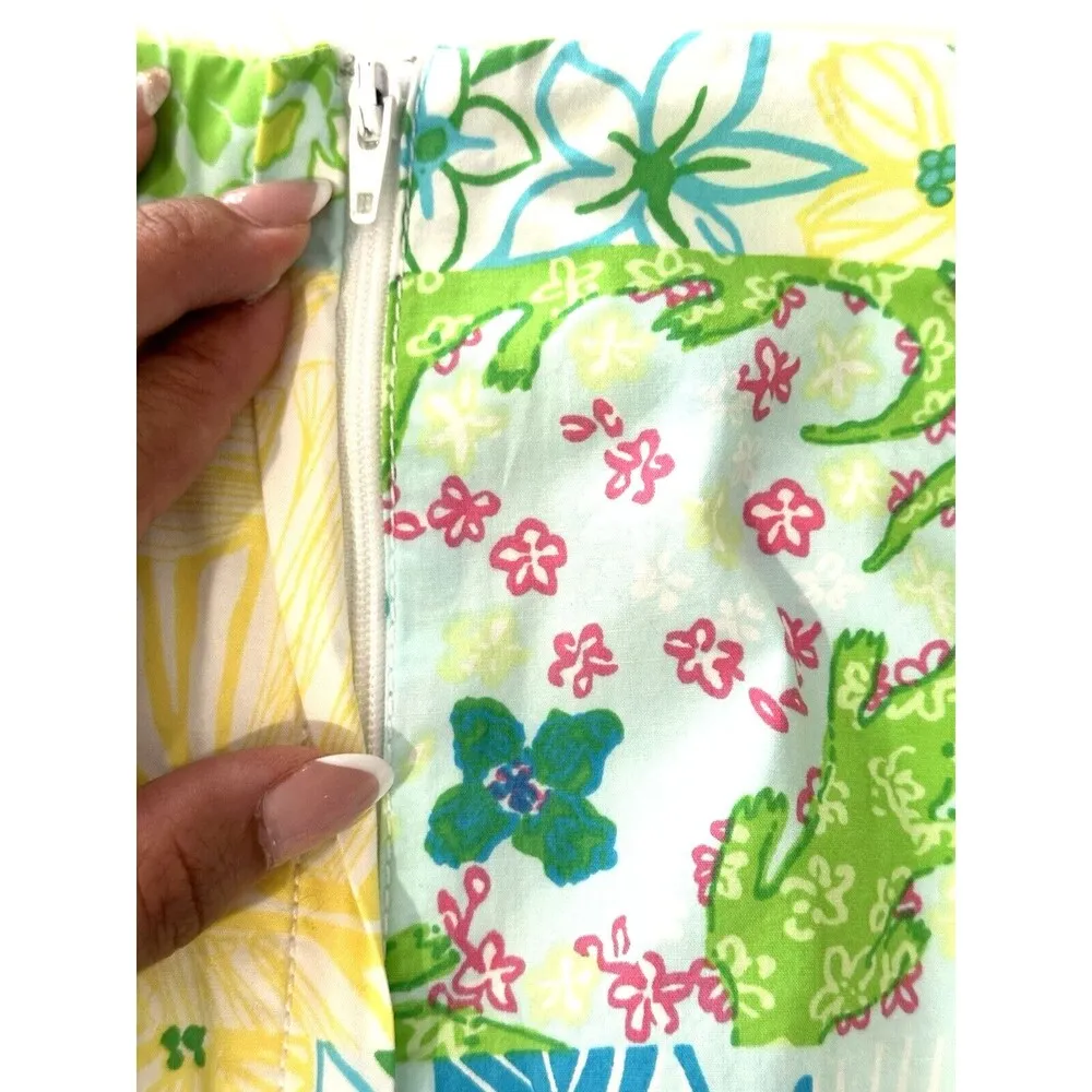 Lilly Pulitzer Short Skirt Womens Size 4 Floral Patchwork Preppy Cotton Casual - Image 6