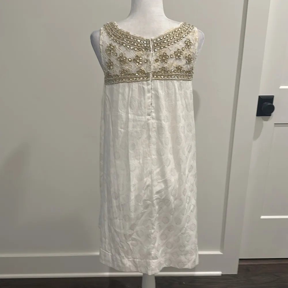 Anthropologie MAEVE Graced White Beaded Jeweled Embellished Swing Dress Sz - Image 7