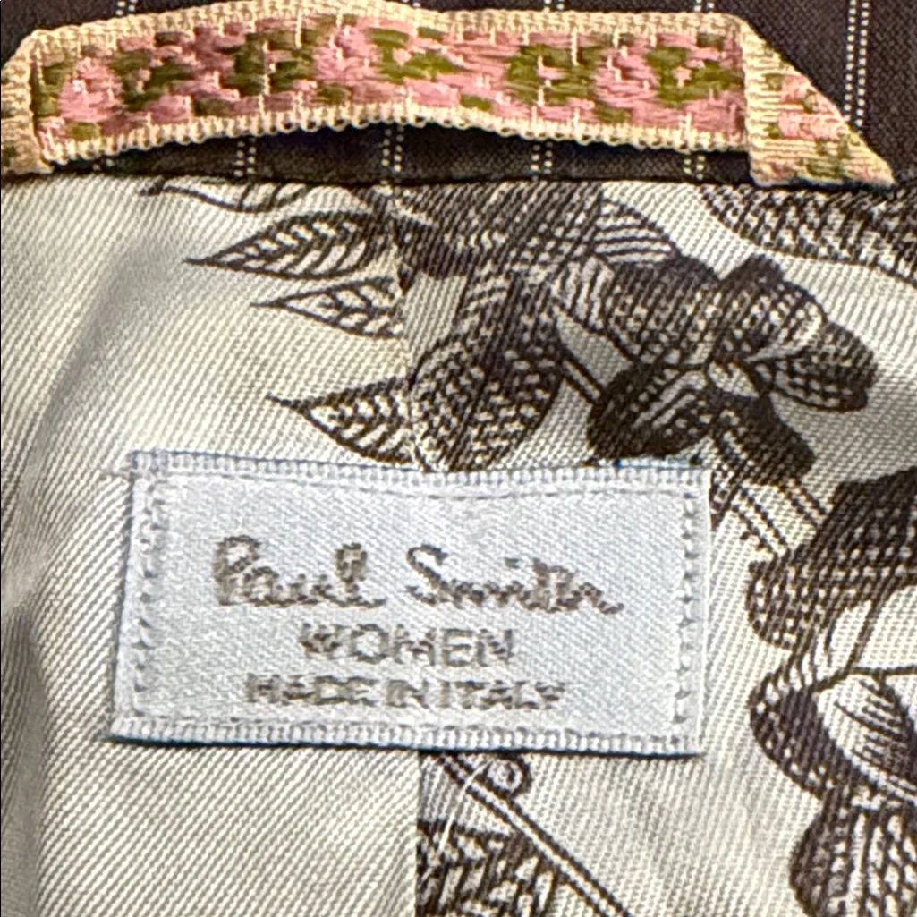 Paul Smith Striped Brown White 2 Button Blazer Size 12 - Image 7