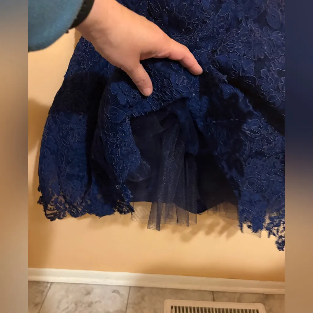 La Femme 19160 Navy Strapless Floral Mini Dress - Image 5