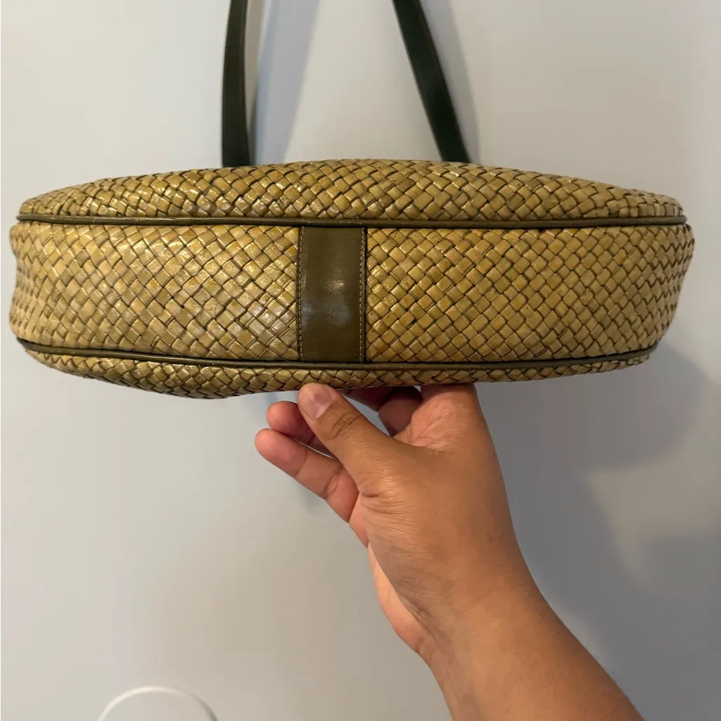 Salvatore Ferragamo Purse Woven Textured Green‎ Trim And Strap Shoulder Bag VTG - Image 9