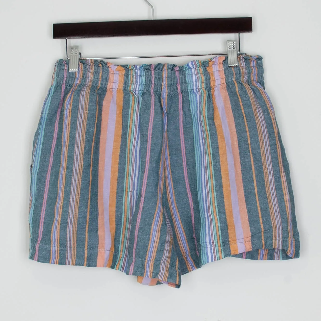 LOFT Womens Striped Shorts Drawstring Waist Casual Colorful Linen Blend Size M - Image 4