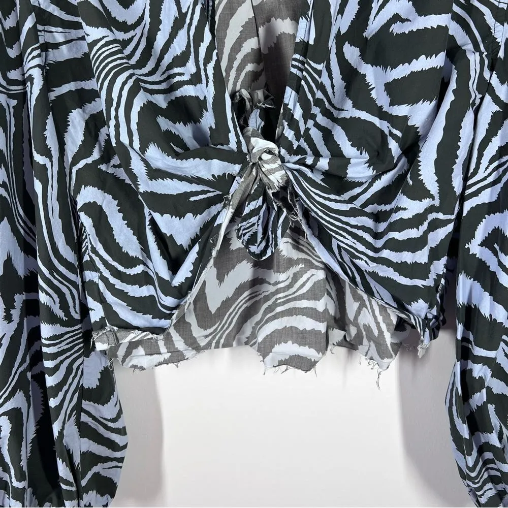 Ganni Tiger print‎ tie front blouse - Image 6