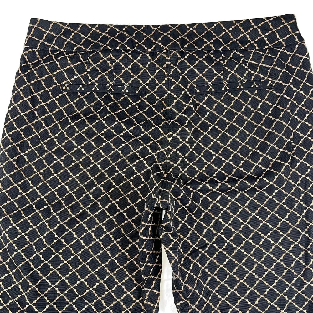 White House Black Market Slim Ankle Pants Black/Brown Geometric Pattern Size 10R - Image 3