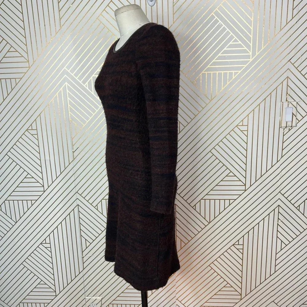 Isabel Marant Etoile Leather Trim Boucle Sweater Dress‎ Brown Black Size US 6 - Image 5
