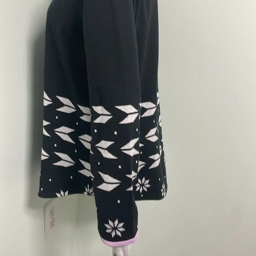 T BY Talbots RAGLAN HALF ZIP PULLOVER - GEO JACQUARD Size Medium - Image 6