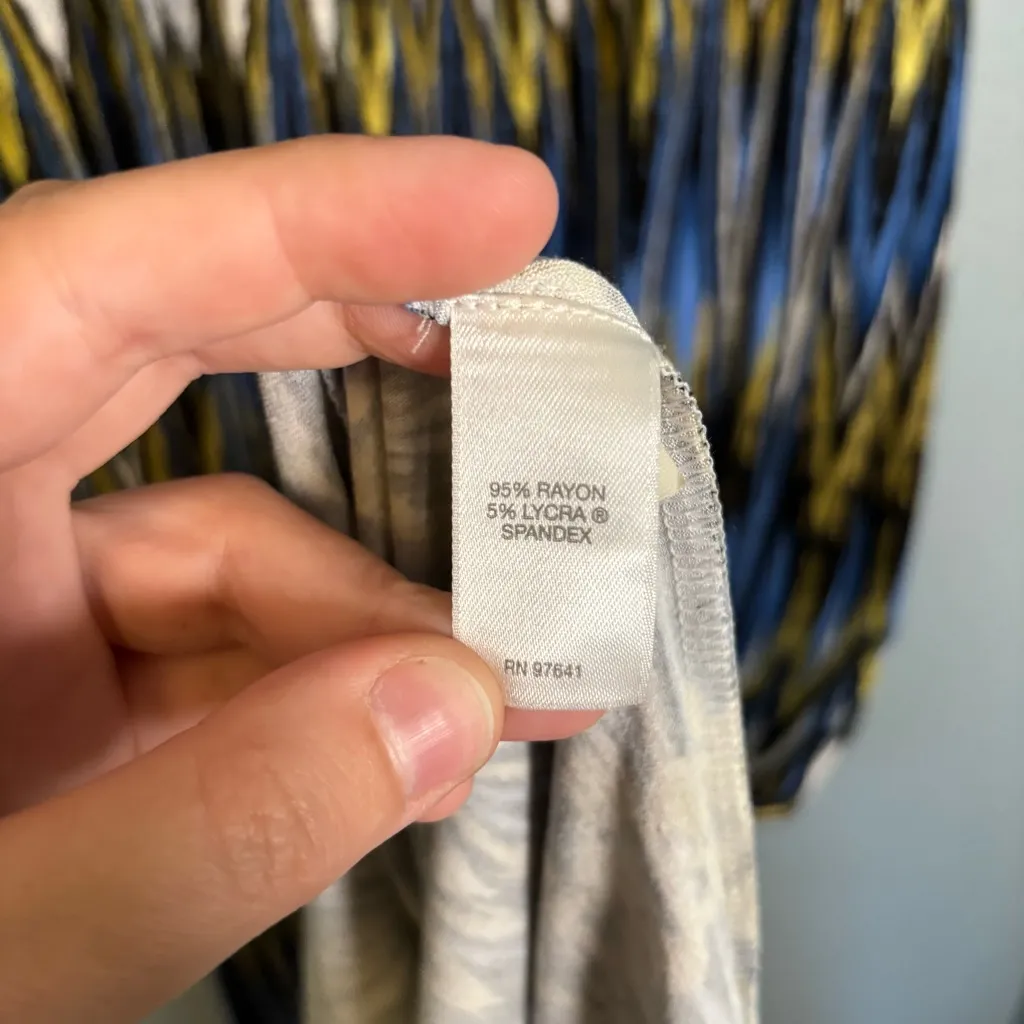 J. Jill Wearever Ikat Print‎ Blue Yellow Sleeveless Knit Maxi Dress Size undefined - Image 9