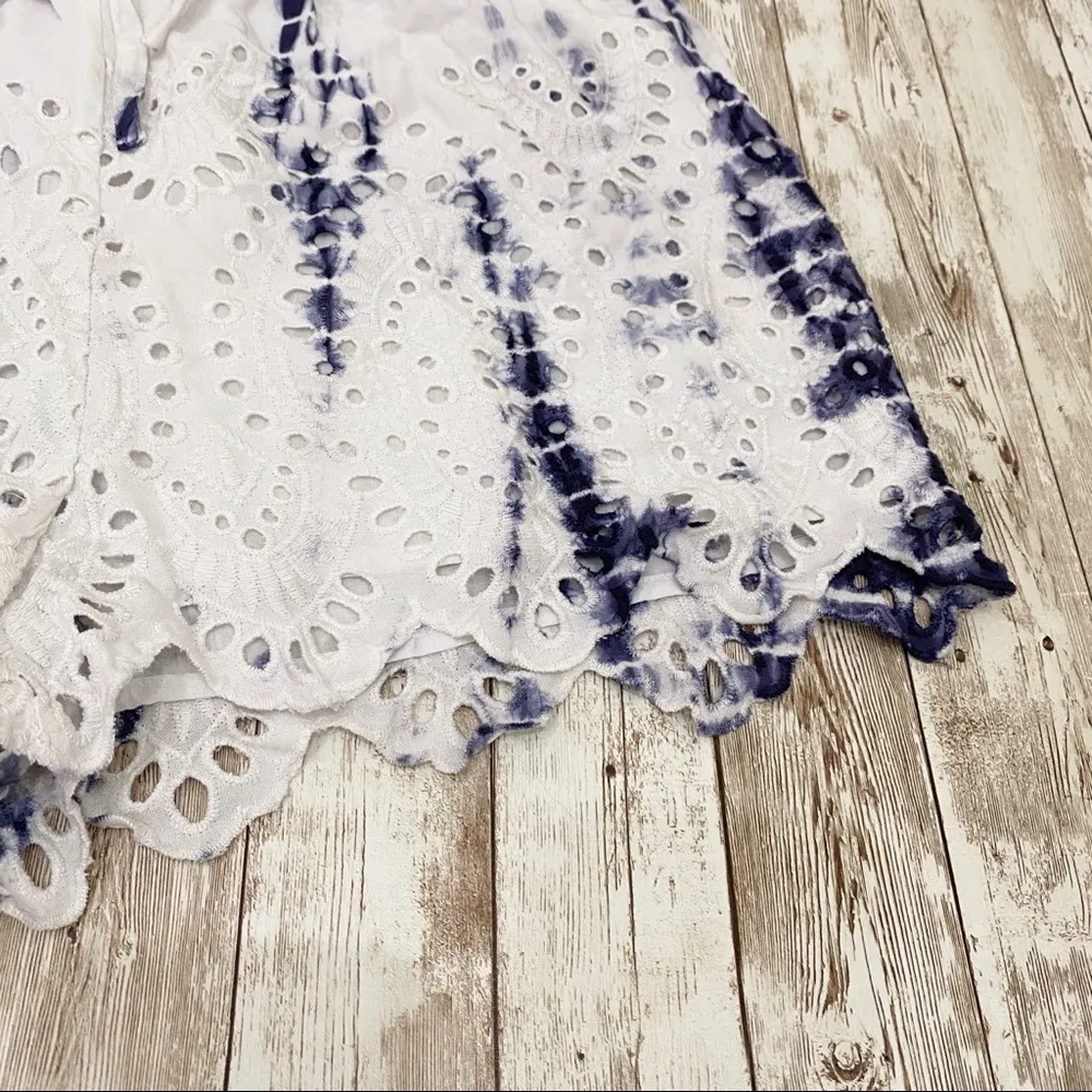 TOPSHOP Tie Dye Embroidered Eyelet Cutwork Shorts - Image 9
