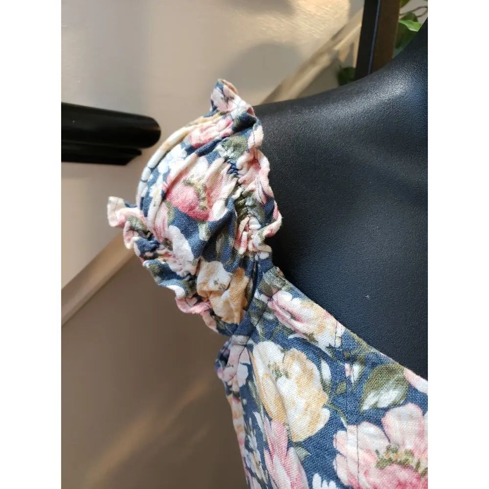 Abercrombie & Fitch Corset Mini Dress Women M Multi Floral Off Shoulder Back Zip - Image 11