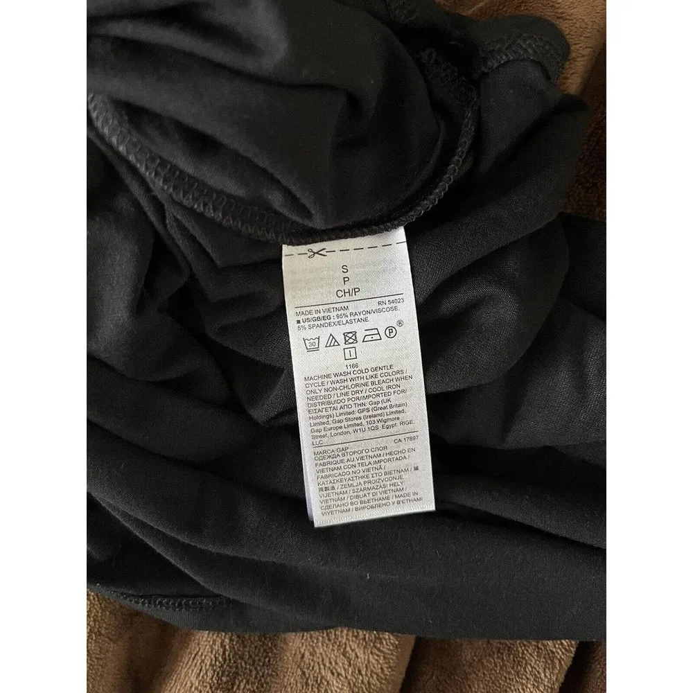 NWT Gap Black Knit Ruched Cinched Waist Short Sleeve Bodycon Midi Dress Sz Small - Image 6