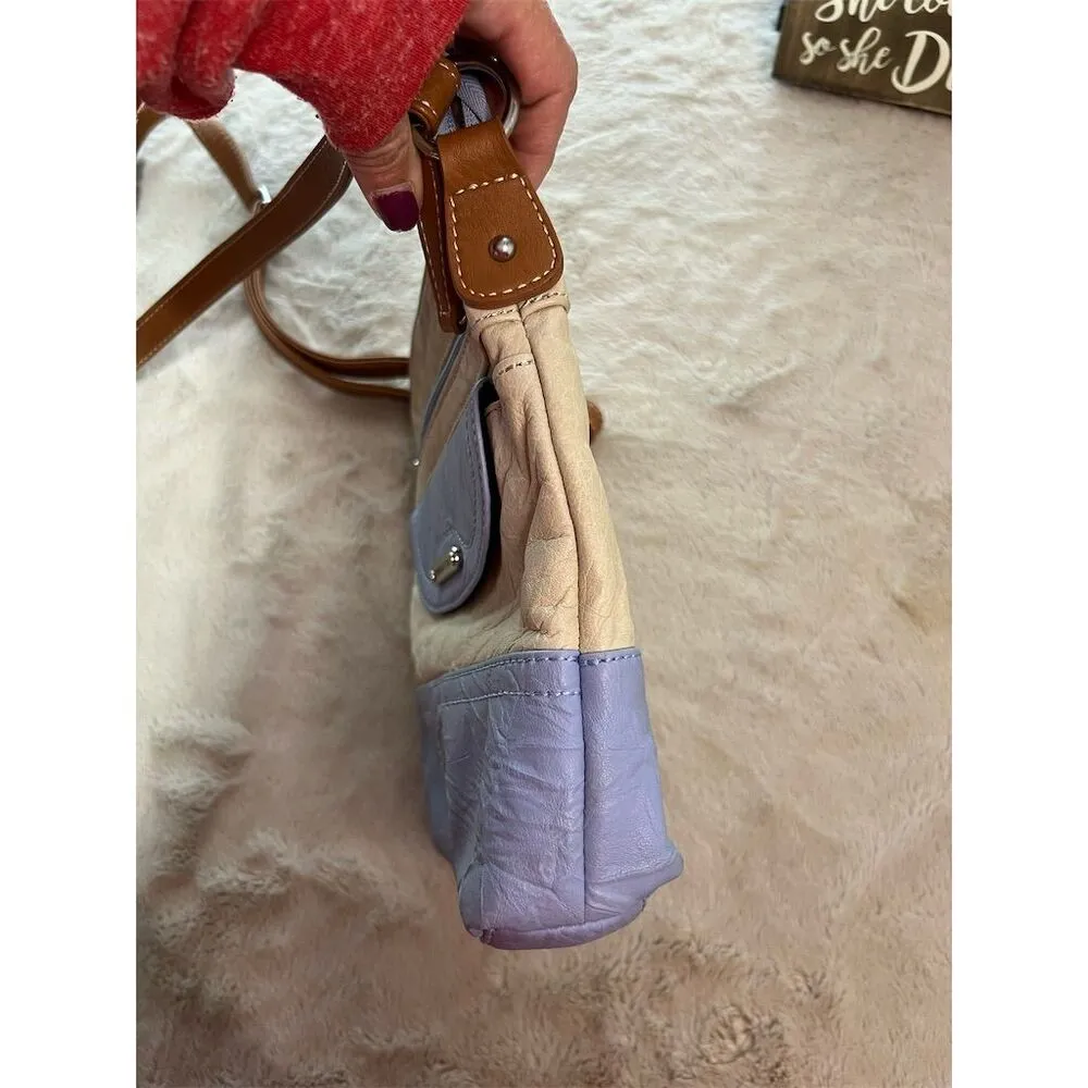 Stone Mountain Women's Leather Crossbody Bag Beige & Lavender - Image 7