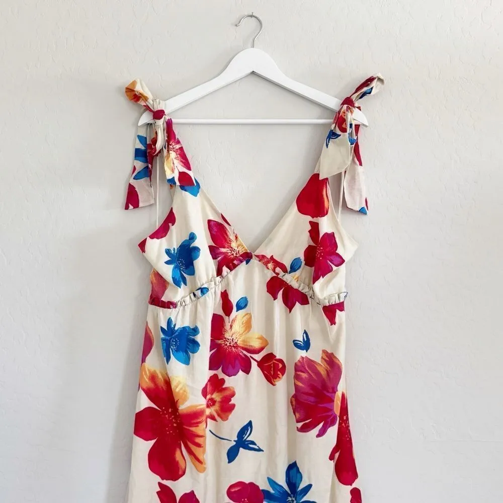 Anthropologie Skies Are Blue Floral V Neck Tie Strap Maxi Dress Size L - Image 7