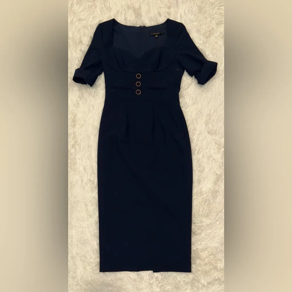 NEW Black Halo Kerry Midi Sheath Navy blue Dress sz 2 - Image 4