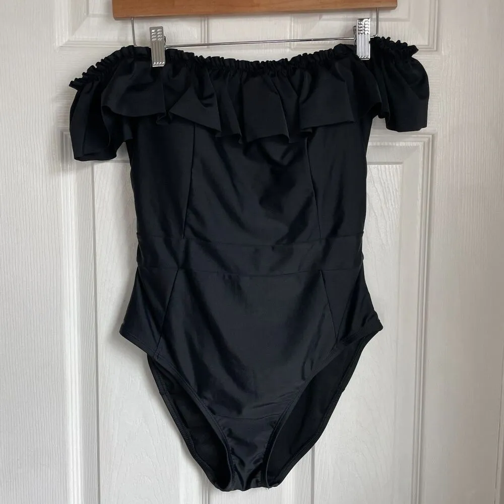 Bleu Rod Beattie Black Off Shoulder Coast to One-Piece Swimsuit Women's size 8 - Image 4