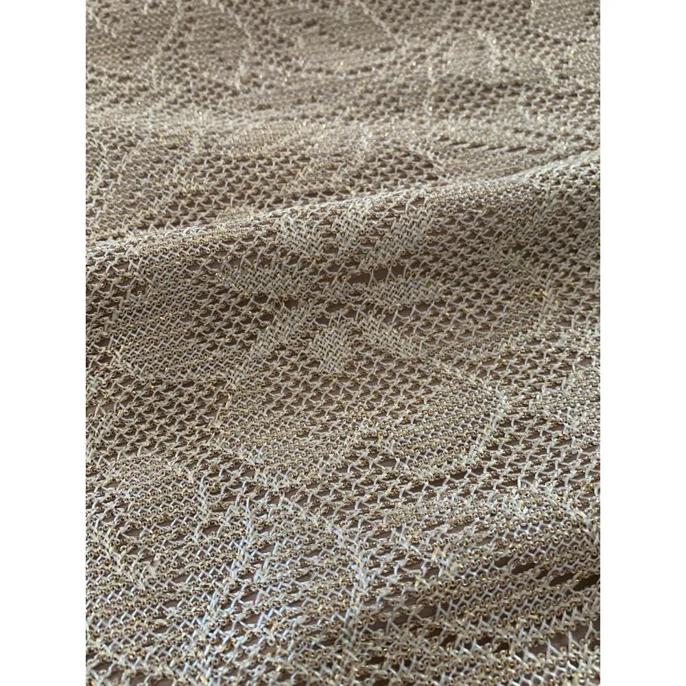 90s Jessica McClintock gold lace bodycon dress scoop neck size small 4 - Image 10