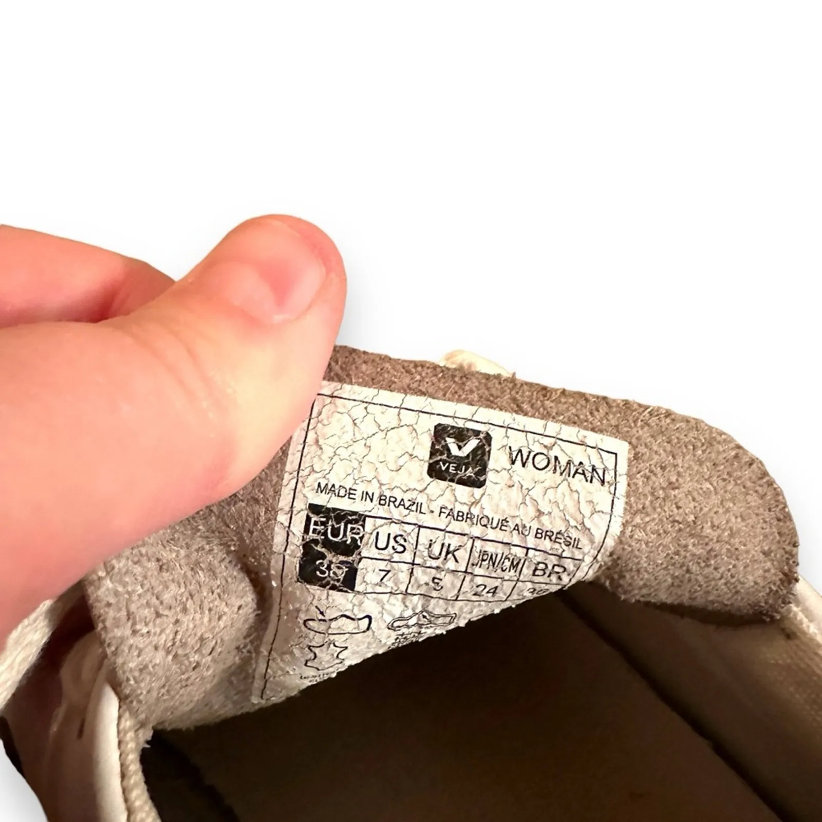 Veja V-10 White, Red & Blue Leather‎ Lace-Up Sneakers Sz 7 - Image 8