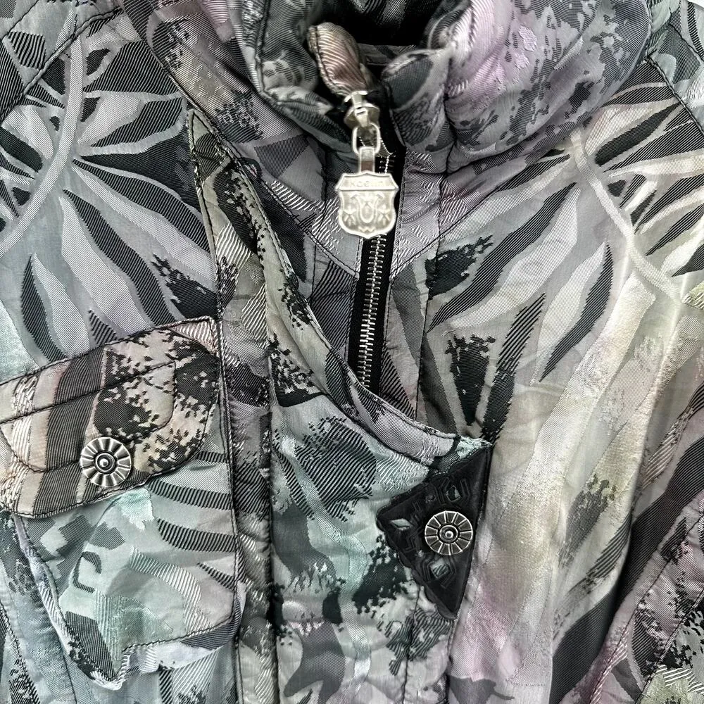 VTG Kaelin Snowsuits Snow Bib Skiing Ski Suit Turtle Neck Abstract Gray XS - Image 2