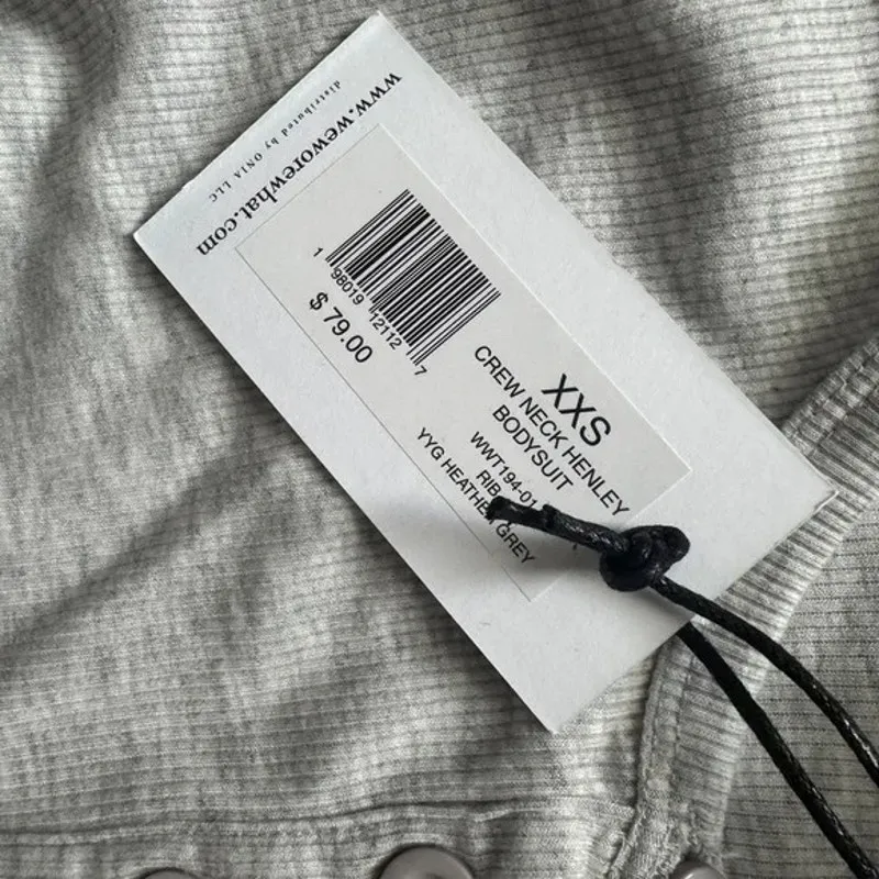 NWT Weworewhat Longsleeve Crewneck Henley Bodysuit Buttons XXS Heather Grey - Image 10