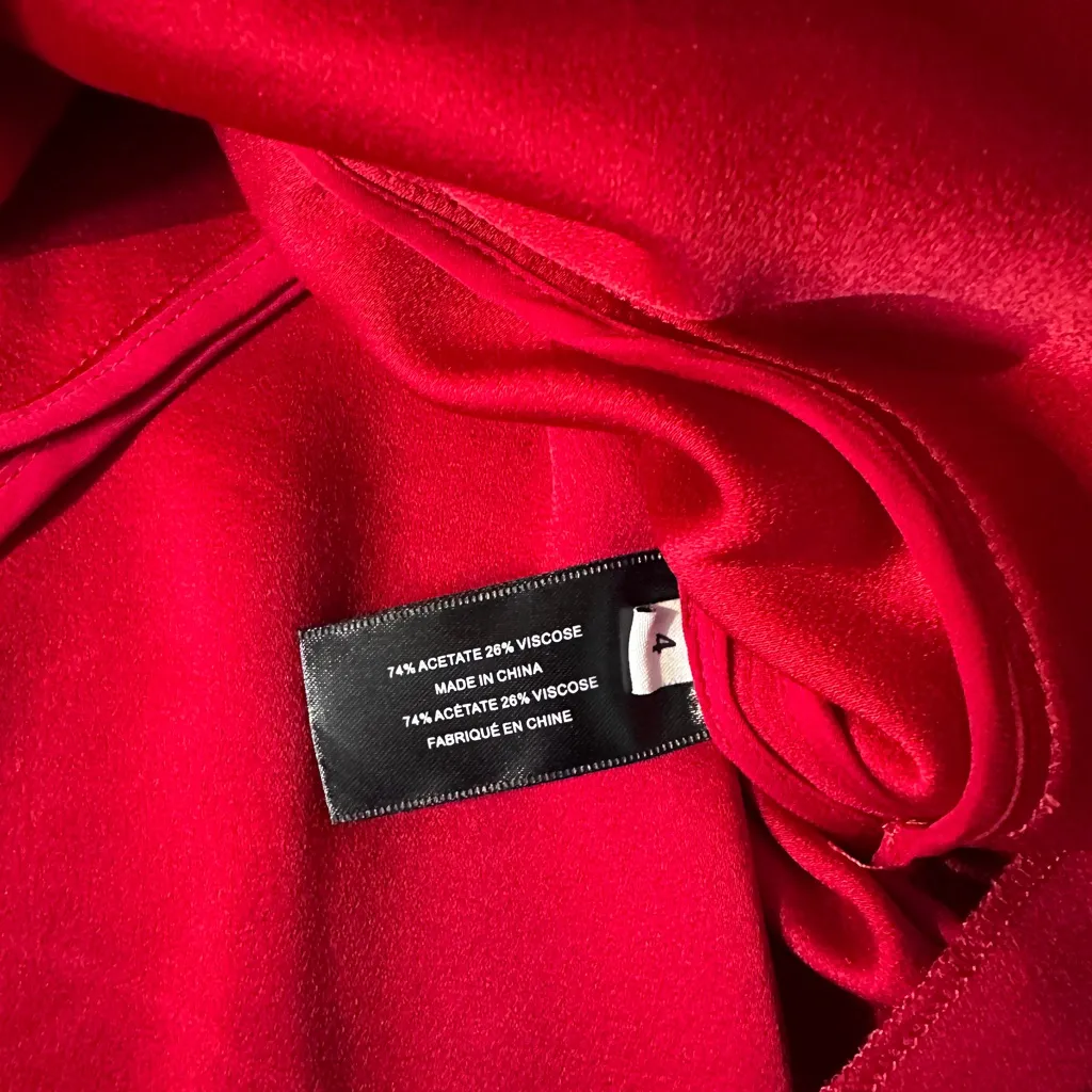 Proenza Schouler Women's Deep Red Cold Shoulder Long Sleeve Blouse Size 6 - Image 12