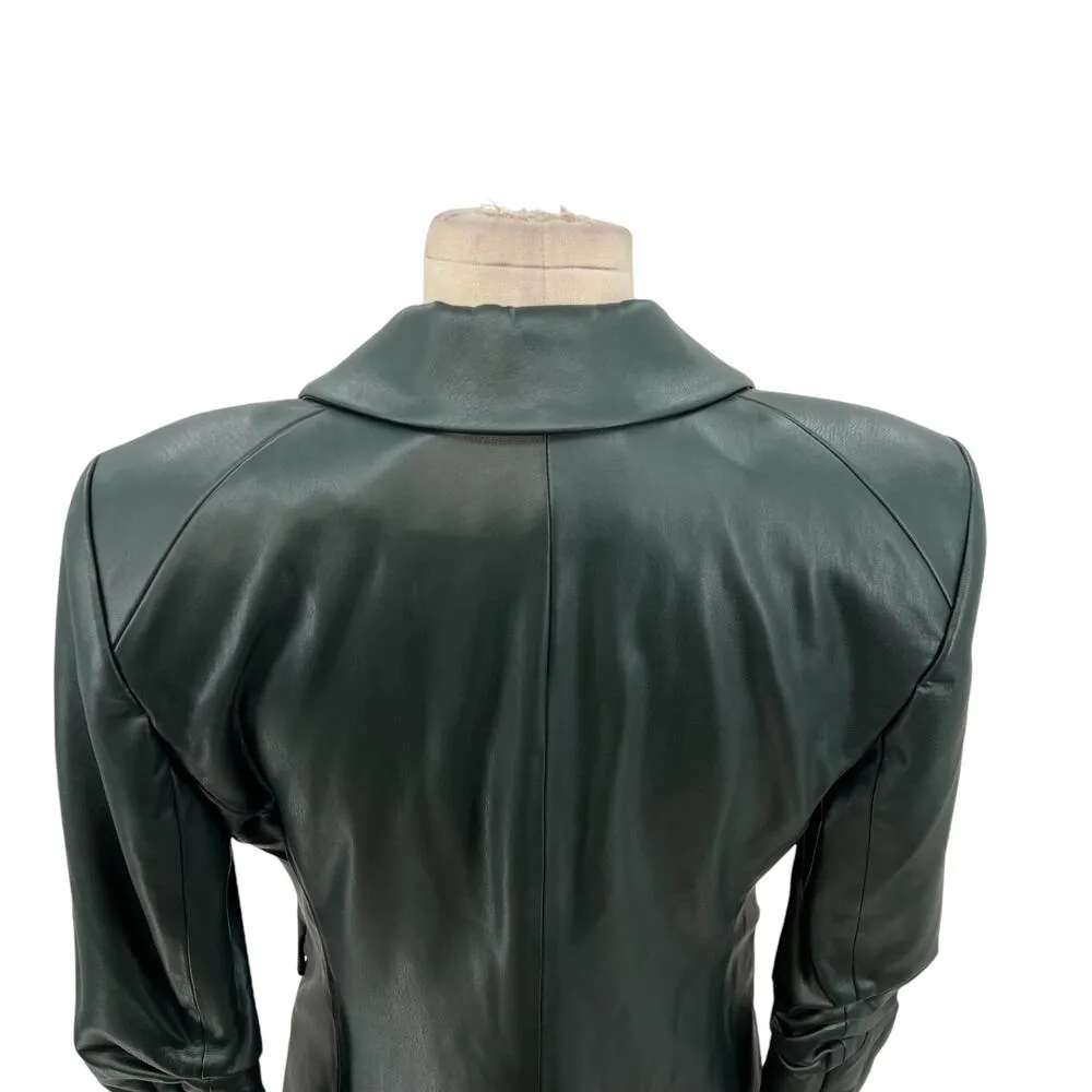 Veronica Beard Hollis Faux Leather Dickey Jacket Blazer Green Size 4 *Flawed - Image 12